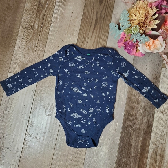 dip blue outer space baby toddler boy bodysuit onesie size 18-24m nwot - Picture 3 of 16